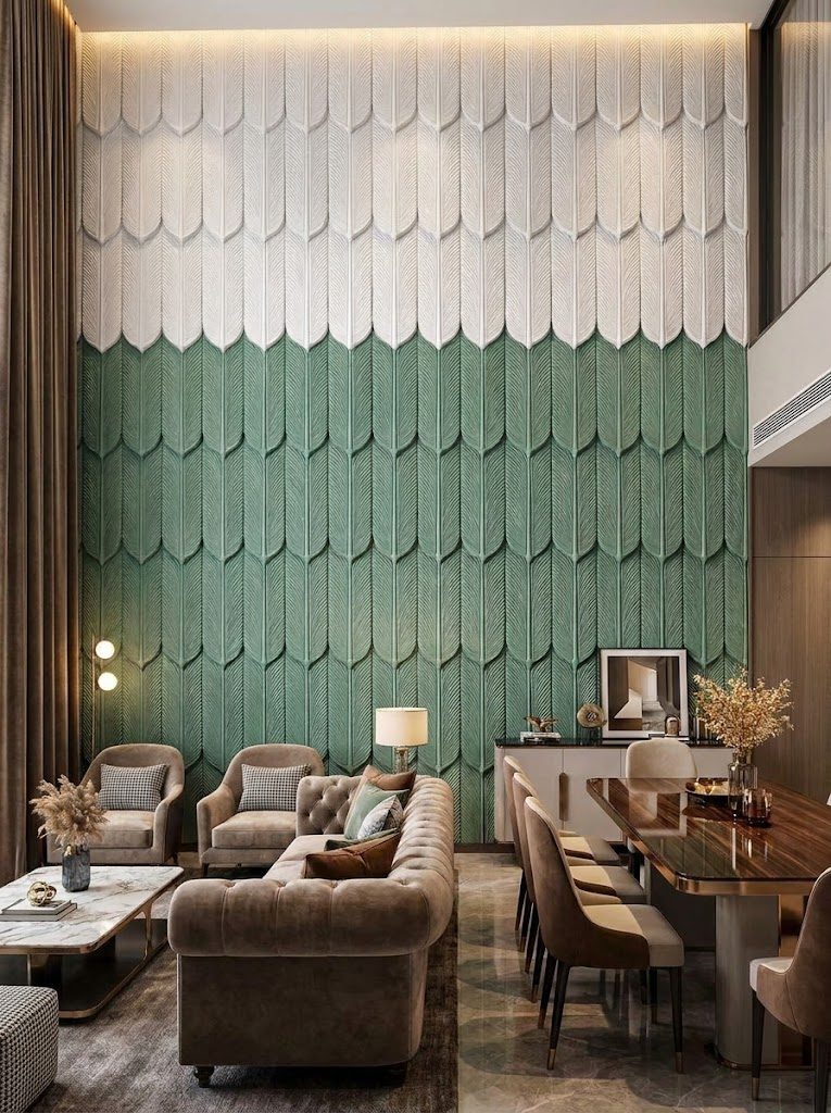 PU Panels design Feather in mixed, installed