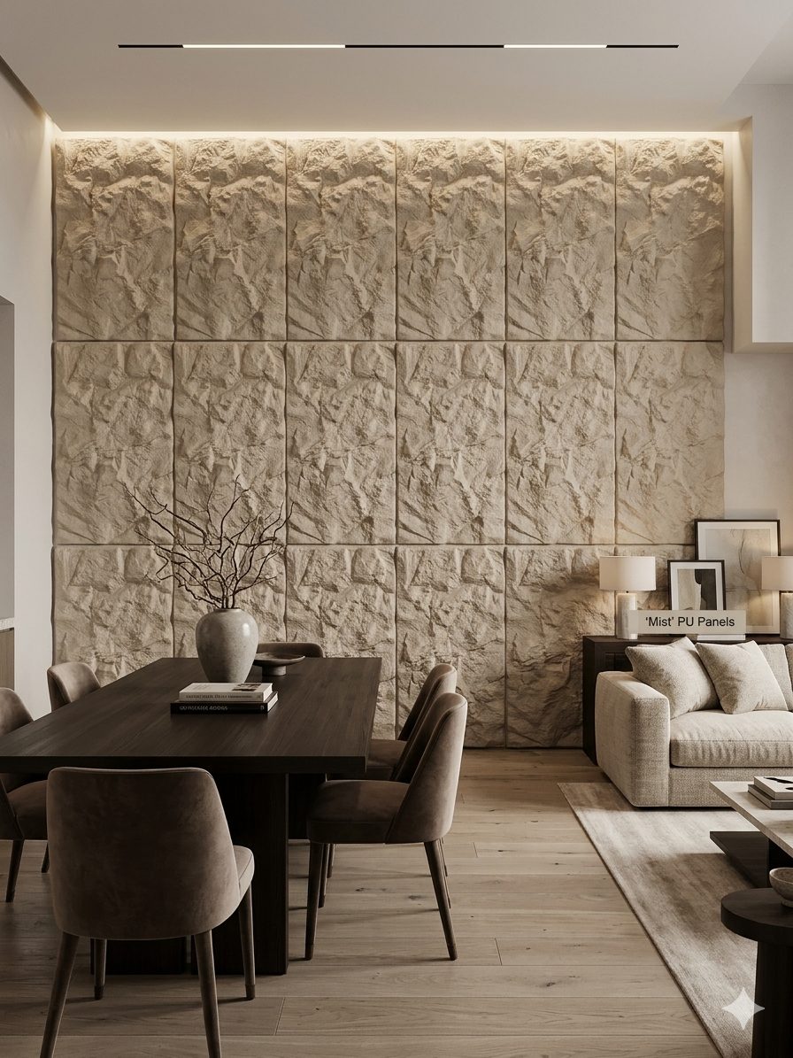 PU Panels design Mist in beige, installed