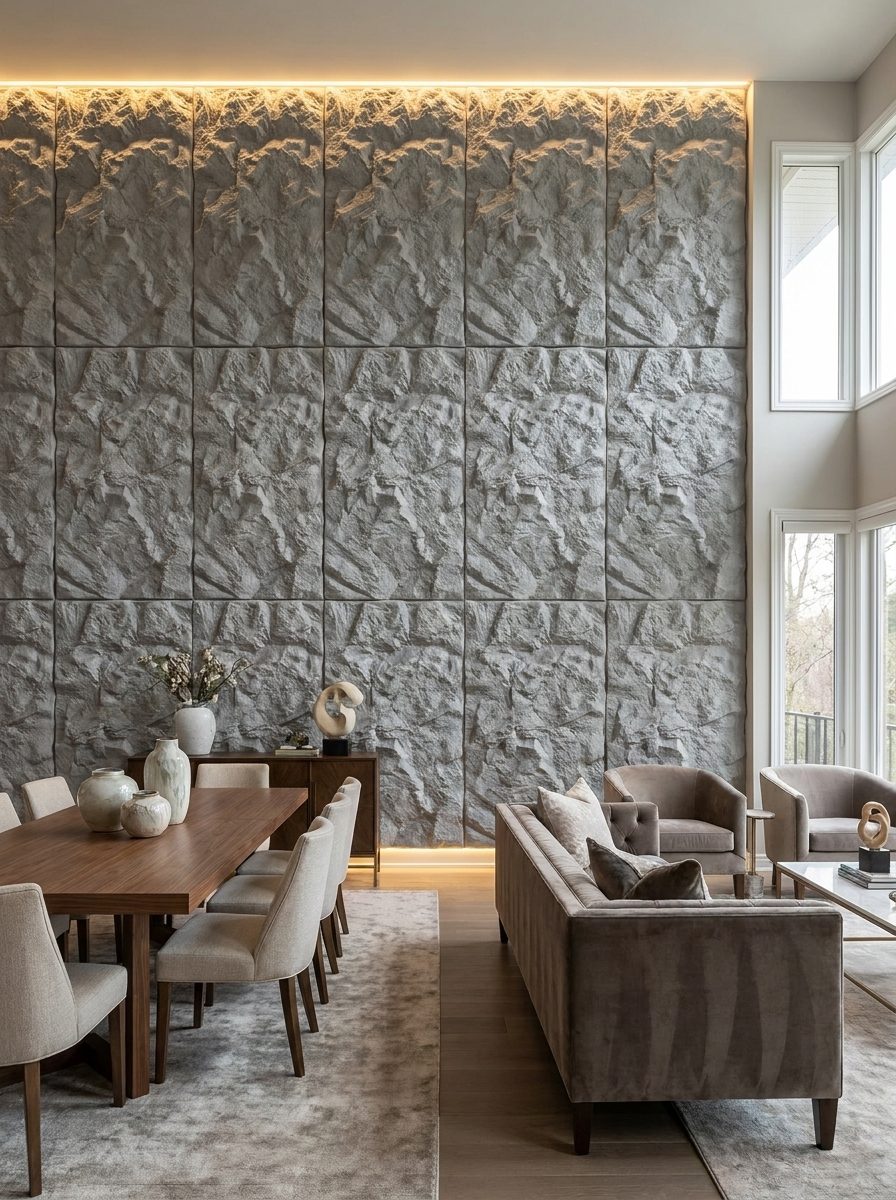 PU Panels design Mist in cool gray, installed