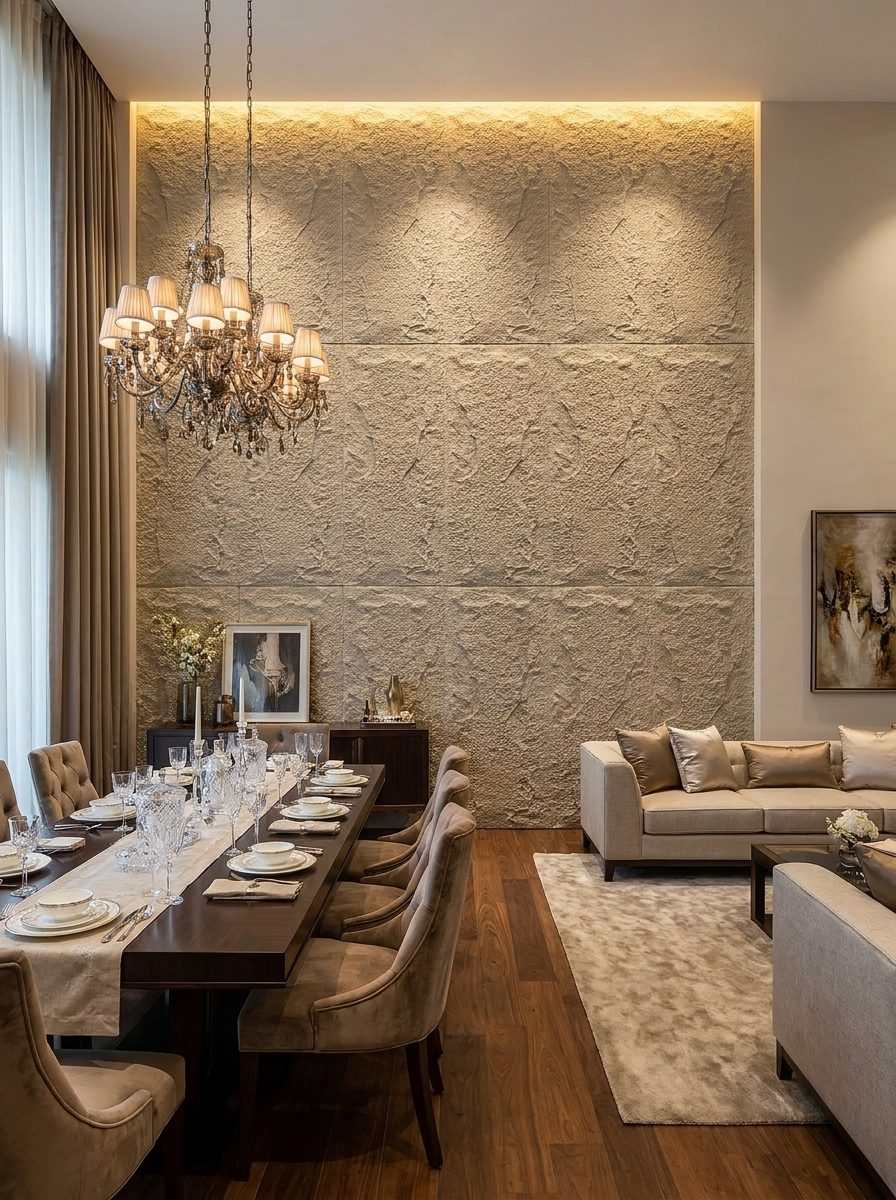PU Panels design Mushroom in beige, installed