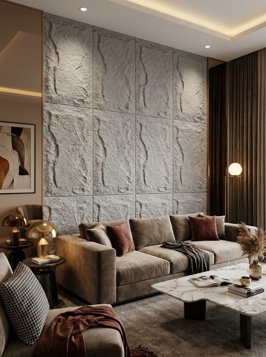 PU Panels design Mushroom in cool gray, installed