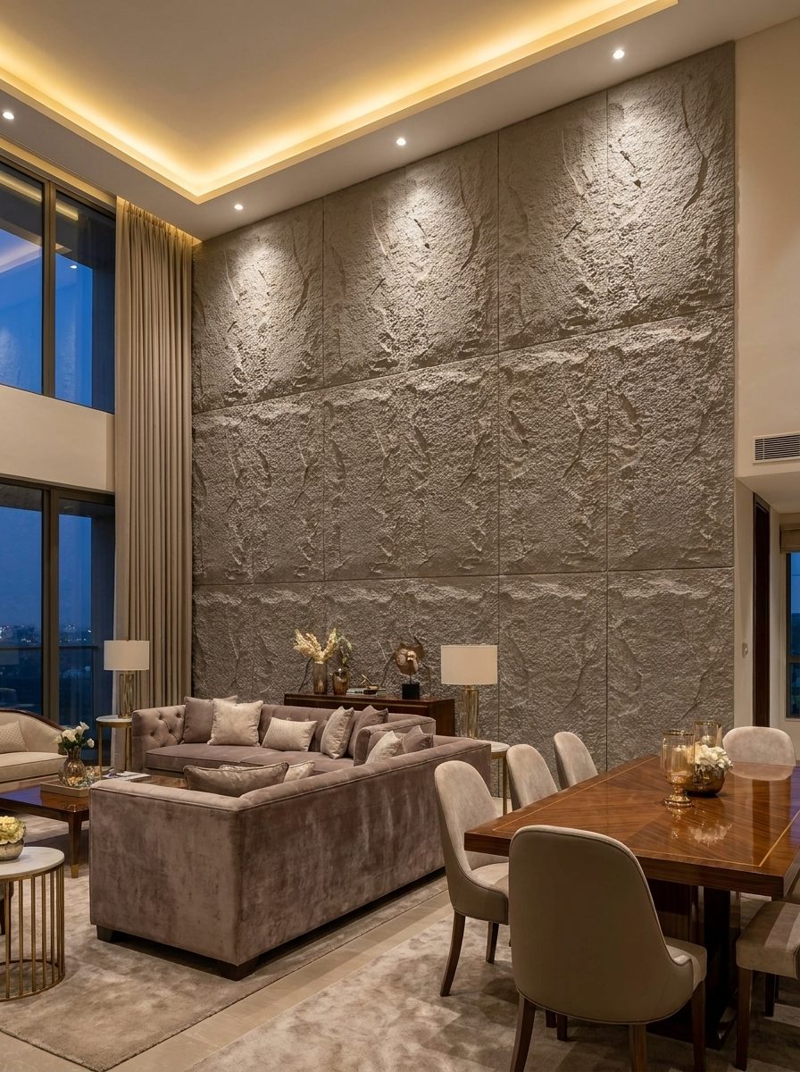 PU Panels design Mushroom in cool gray, installed