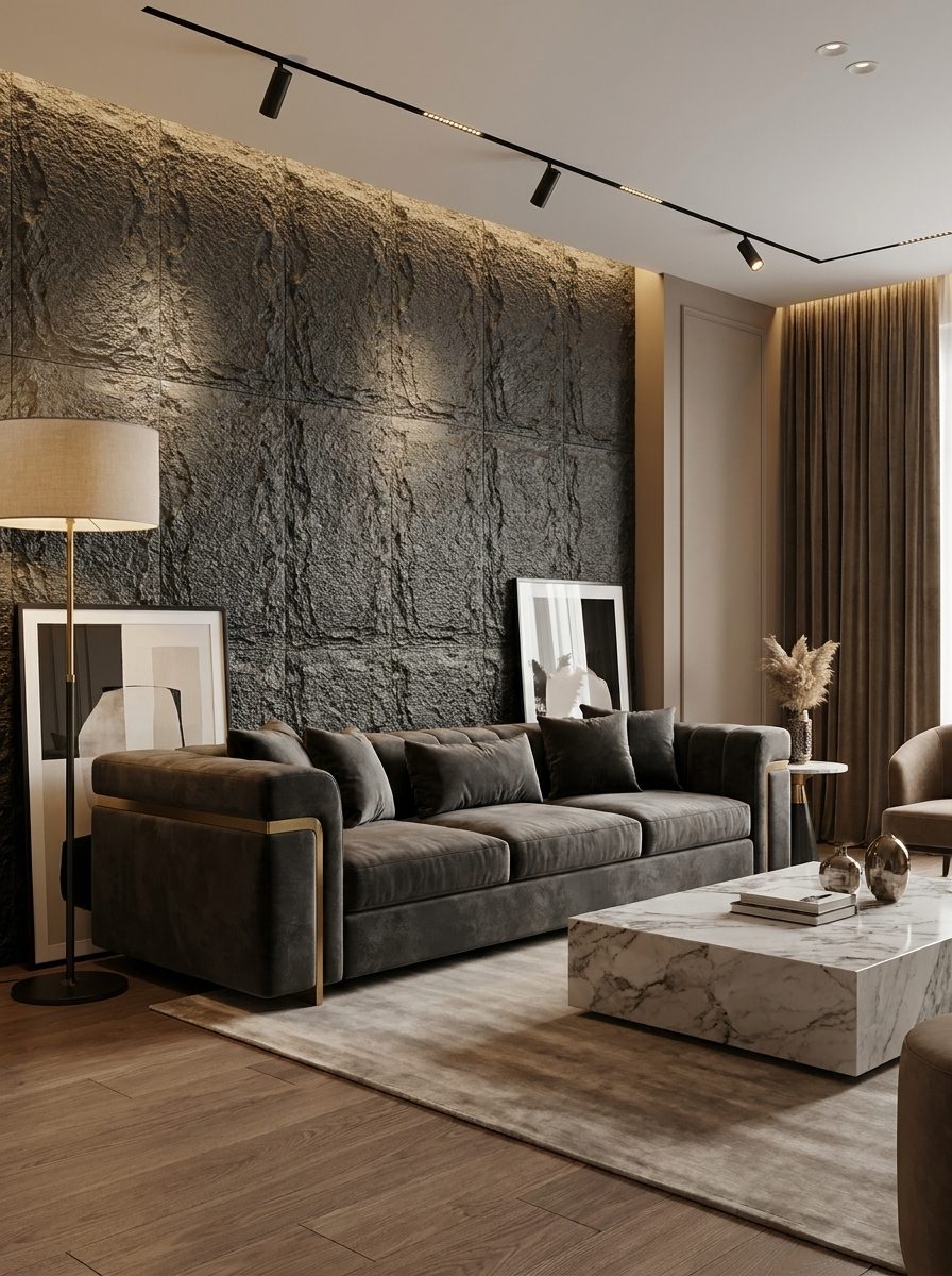 PU Panels design Mushroom in dark gray, installed
