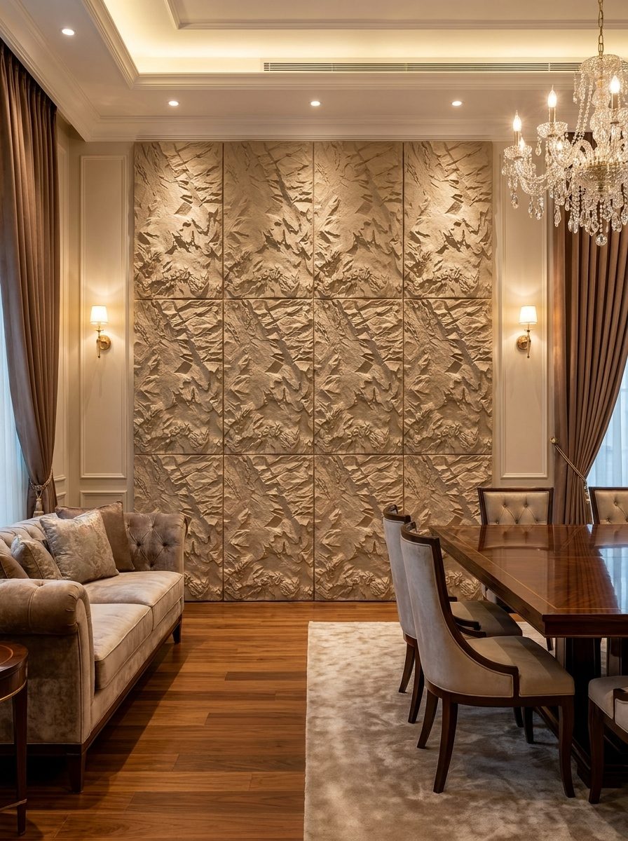 PU Panels design River Stone in beige, installed