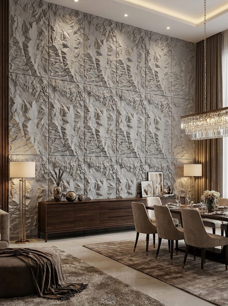 PU Panels design River Stone in cool gray, installed